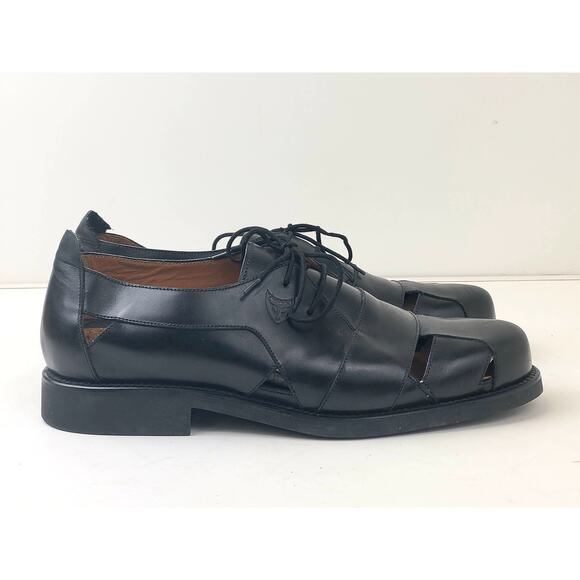 Toschi Luxury Black Leather Open Cutout Shoes Made in Italy Sz 9.5 main image 5
